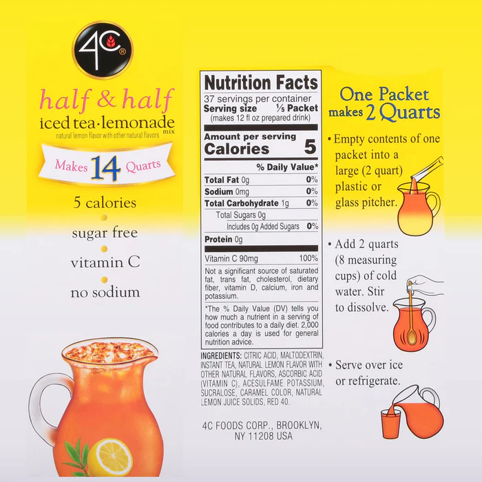 4C Pitcher Pack Drink Mix - Half & Half - 7 packets