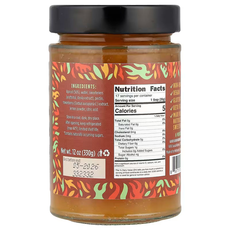 Good Good - Keto Friendly Sweet Spread- Apricot - 12 oz jar