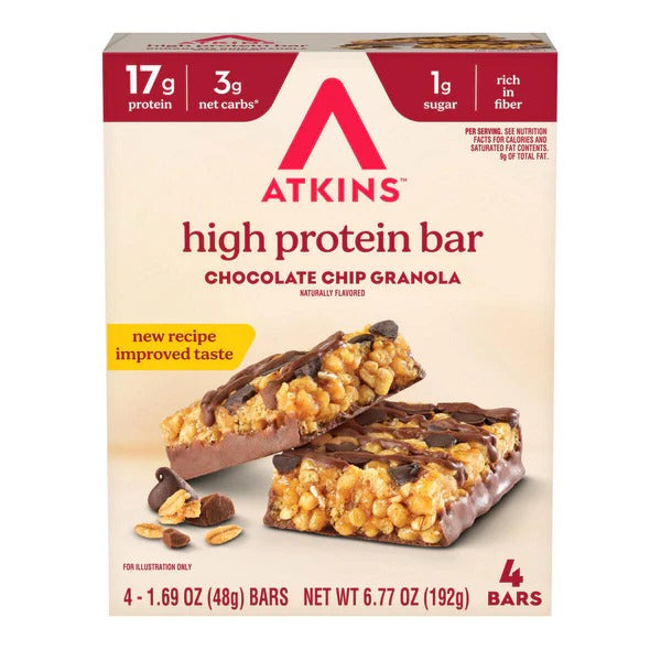 Atkins - High Protein Bars - Chocolate Chip Granola - 4 Bars