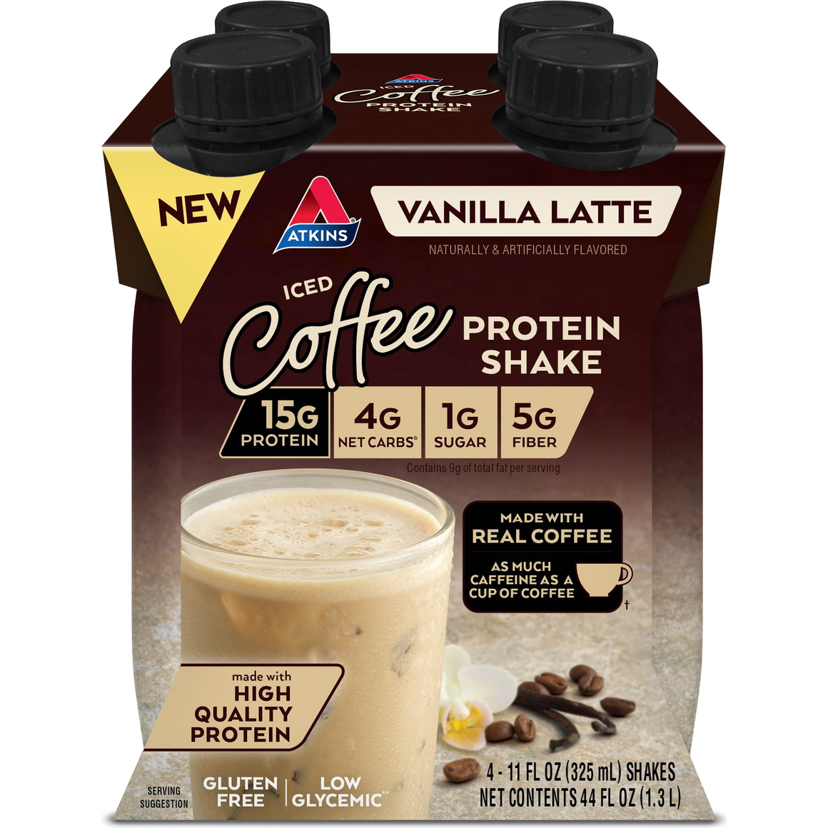 *(Best Before 3 Jun, 24) Atkins Iced Protein Shake - Vanilla Latte - 4 Pk