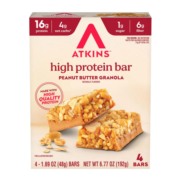 Atkins - High Protein Bars - Peanut Butter Granola - 4 Bars