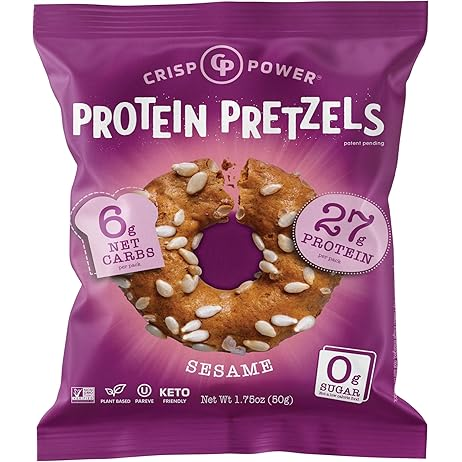 Crisp Power High Protein Pretzel Crisps - Sesame - 50g