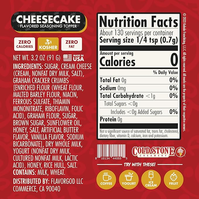 Flavorgod - Zero Calories Topper - Cold Stone Cheesecake