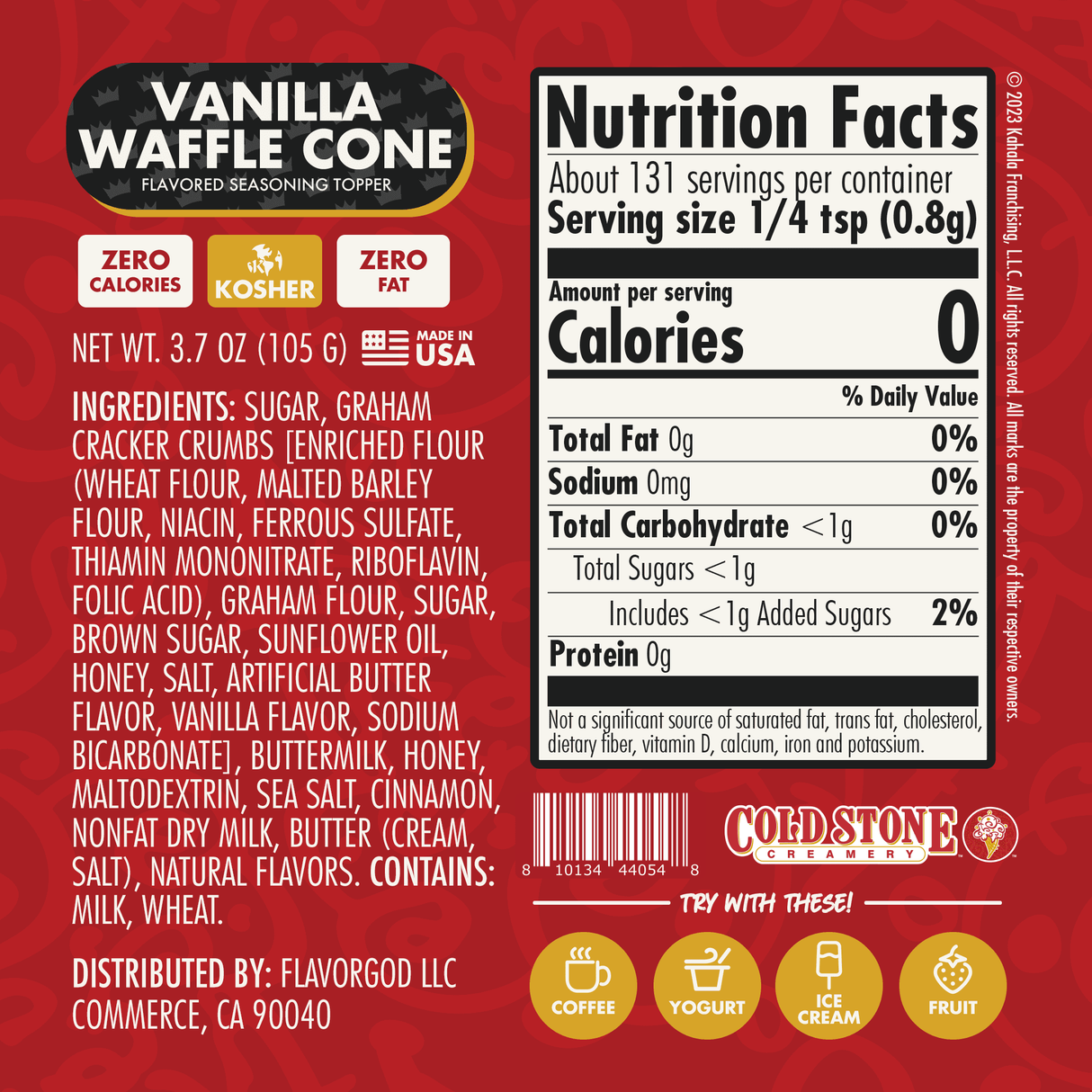 Flavorgod - Zero Calories Topper - Cold Stone Vanilla Waffle Cone