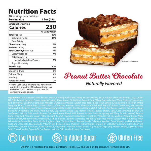 Genius Gourmet - Wafer Protein Bar - Skippy Peanut Butter Chocolate - 1 Bar