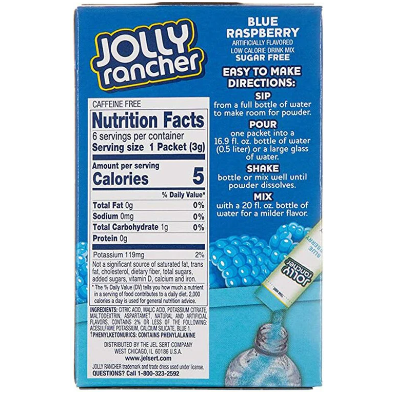 Jolly Rancher Zero Sugar Singles-to-Go - Blue Raspberry - 6 sticks