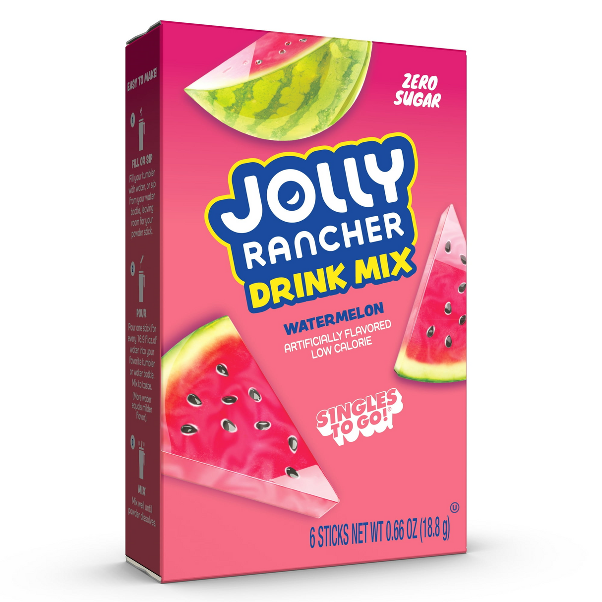Jolly Rancher Zero Sugar Singles-to-Go - Watermelon - 6 sticks