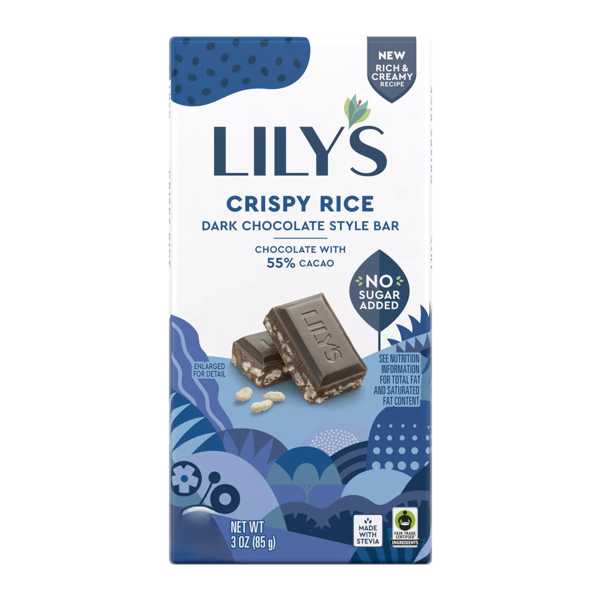 Lily's - Barre de Chocolat Noir - Riz Croustillant 55% Cacao - 85 g