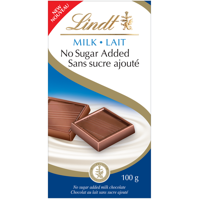 Lindt - No Sugar Added Milk Chocolate Bar -100g