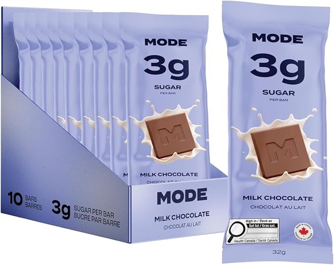 Mode - Low Sugar Milk Chocolate Bar - 32g ** 10 Bars **
