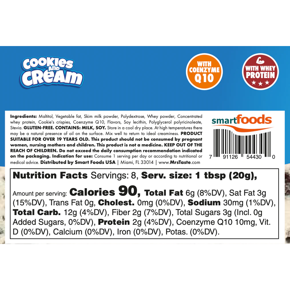 Mrs Taste - Sugar Free Protein Spread - Cookies n Cream - 160g