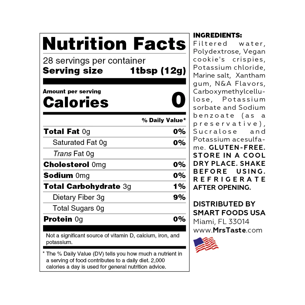 Mrs Taste - Zero Calories Syrup - Cookies N' Cream - 11oz