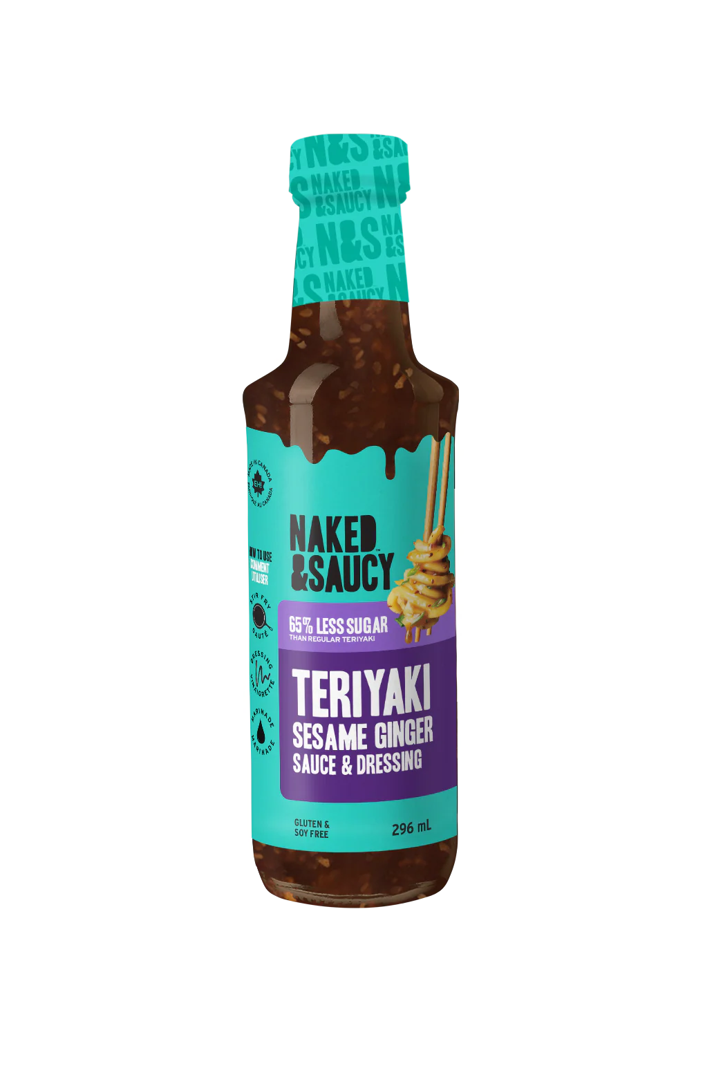 Naked & Saucy - Asian Sauce - Less Sugar Teriyaki Sesame Ginger - 296ml