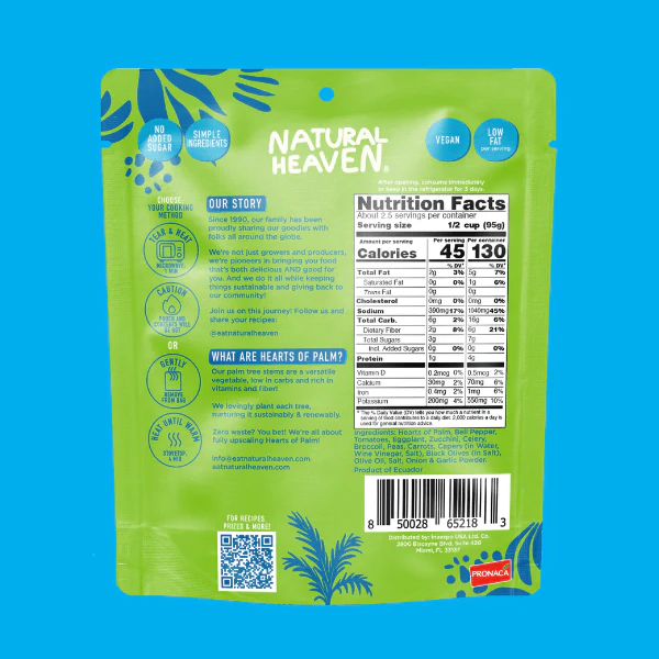 Natural Heaven - Hearts of Palm - Keto Bowl Ready Meal - Mediterranean - 1 Pack