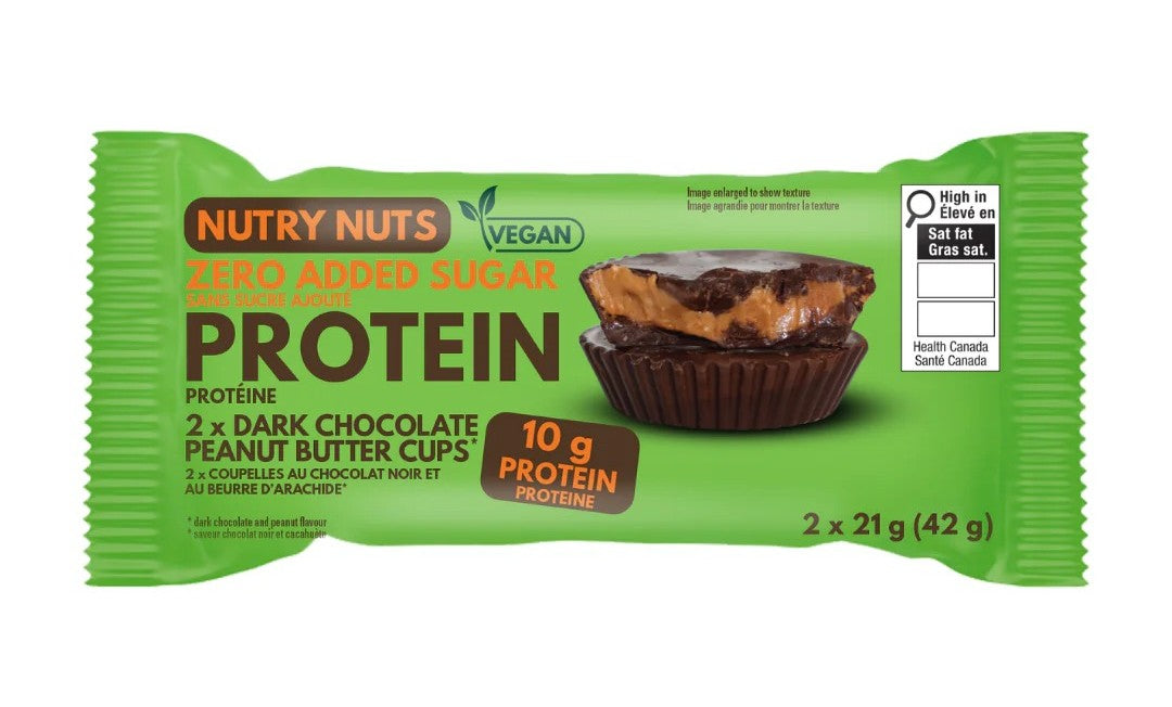 Nutry Nuts - Zero Added Sugar Protein Peanut Butter Cups - Dark Chocolate - 2x21g
