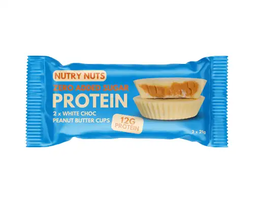 Nutry Nuts - Zero Added Sugar Protein Peanut Butter Cups - White Chocolate - 2x21g
