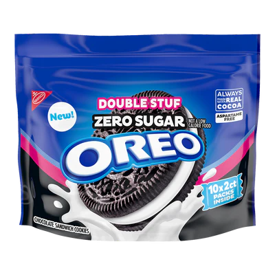 Oreo - Zero Sugar Chocolate Sandwich Cookies - Double Stuf - 10x2ct Packs