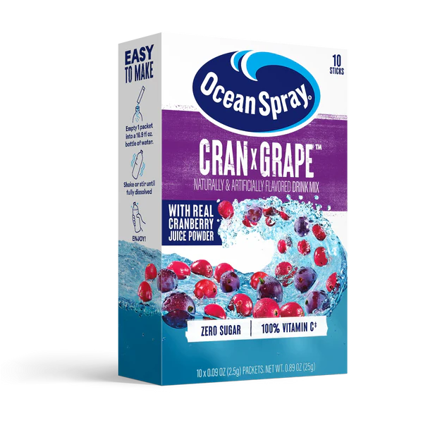 Ocean Spray Zero Sugar Drink Mix - Cran x Grape - 10 packets