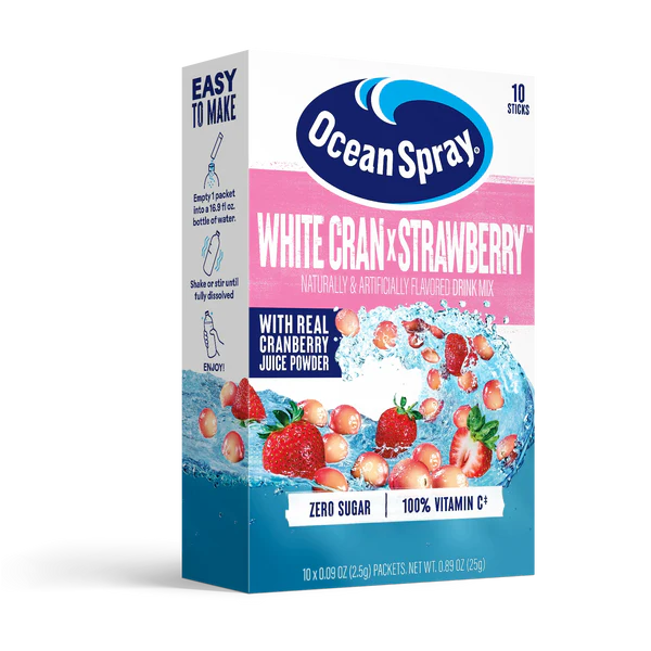 Ocean Spray Zero Sugar Drink Mix - White Cran x Strawberry - 10 packets