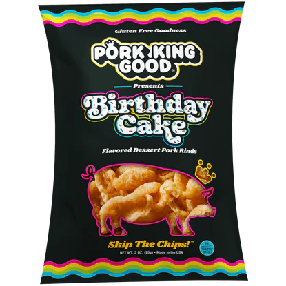 Pork King Good - Dessert Pork Rinds - Birthday Cake - 3 oz bag