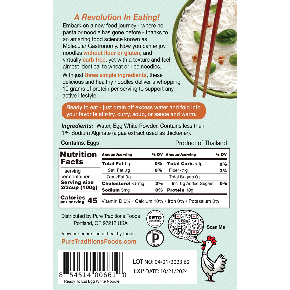 Pure Traditions - Noodle Revolution Keto Egg White Noodles - Vermicelli - 100g