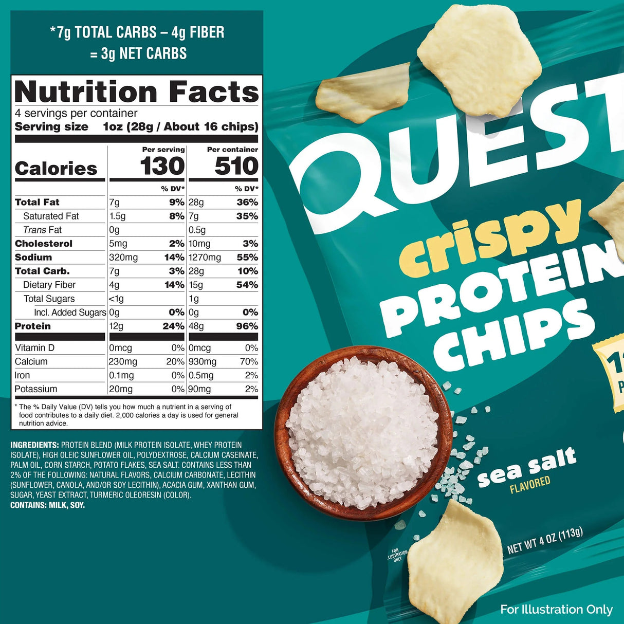 Quest Crispy Protein Chips - Sea Salt - 113g