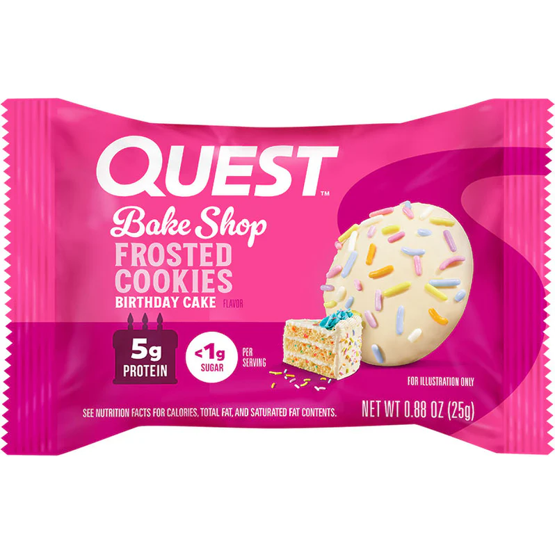 Quest Frosted Cookie - Birthday Cake - 1 Cookie