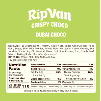 Rip Van - Crispy Choco - Dubai Choco Pistachio Creme with Kunafa - 46g