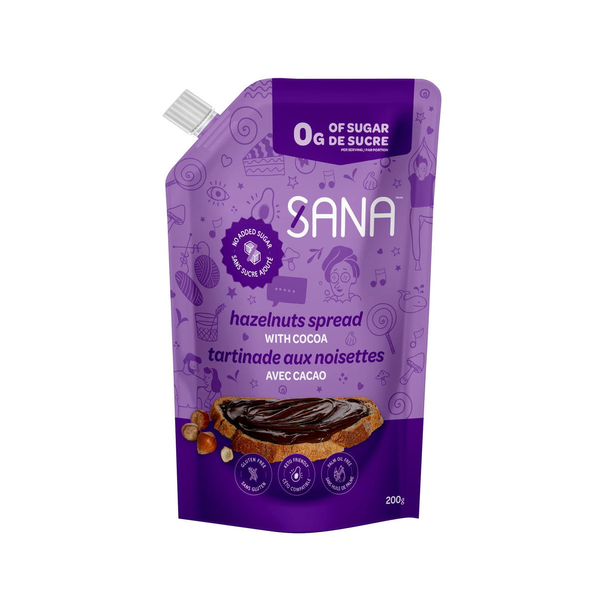Sana - Low Sugar Spread - Hazelnut with Cocoa - 200g
