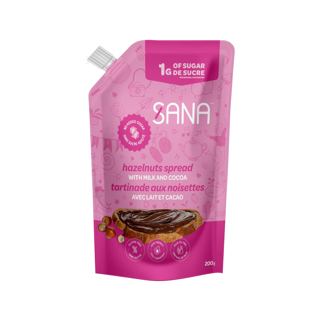 Sana - Low Sugar Spread - Hazelnut with Milk and Cocoa - 200g