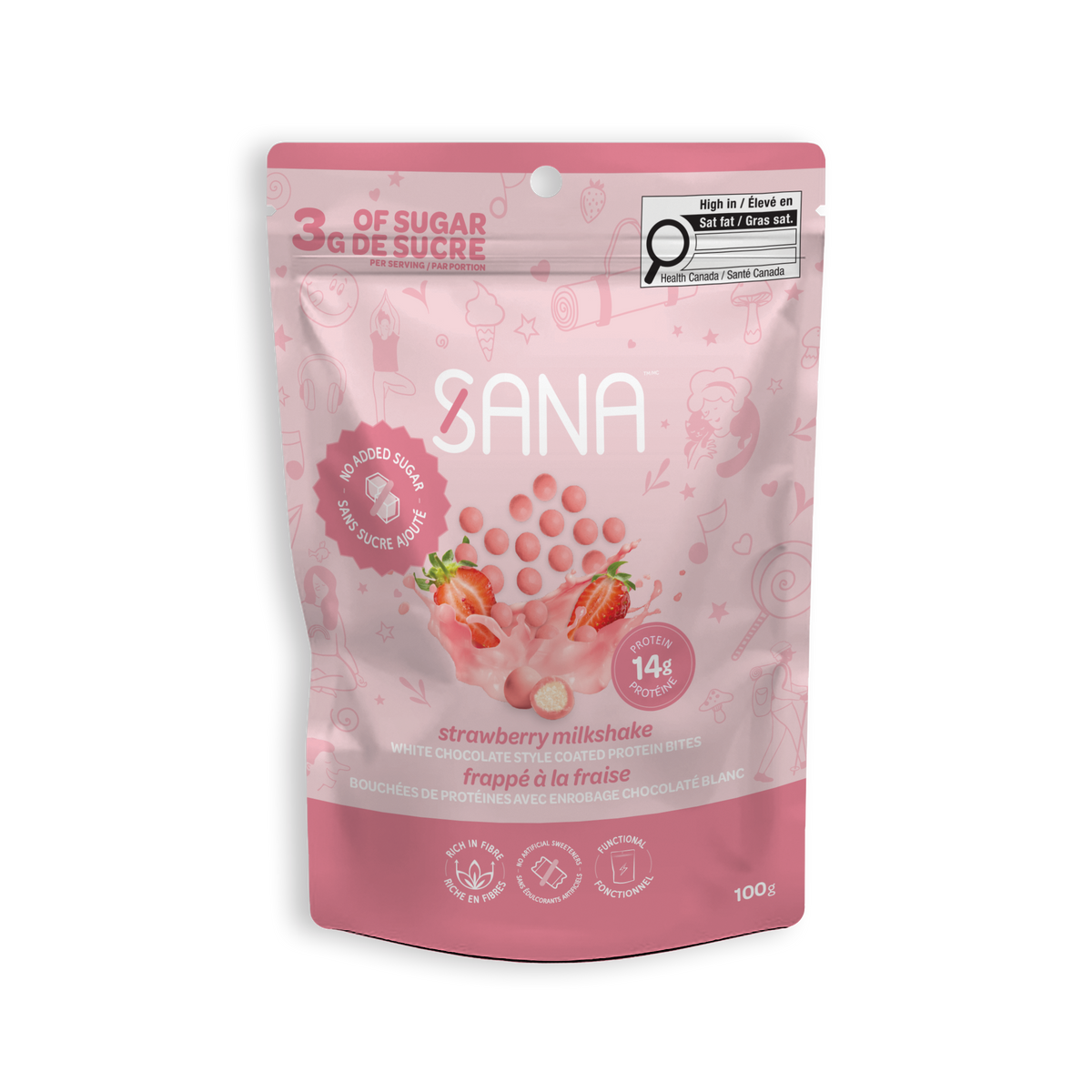 Sana - Chocolate Snacks - Strawberry Milkshake White Chocolate Style protein bites - 100g