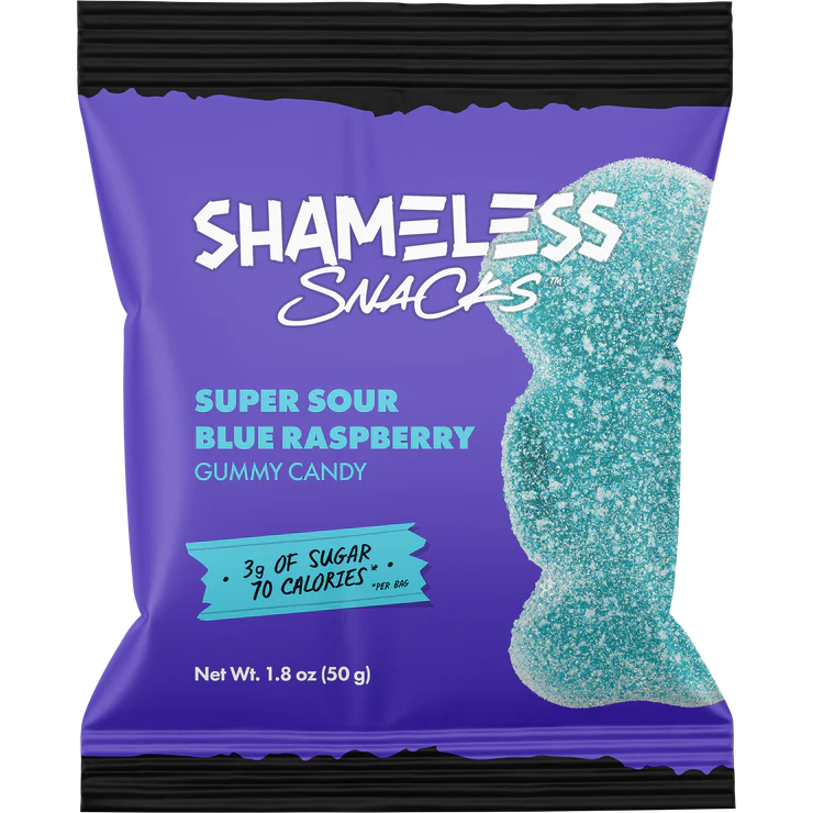 Shameless Snacks - Gummy Candy - Super Sour Blue Raspberry - 50g