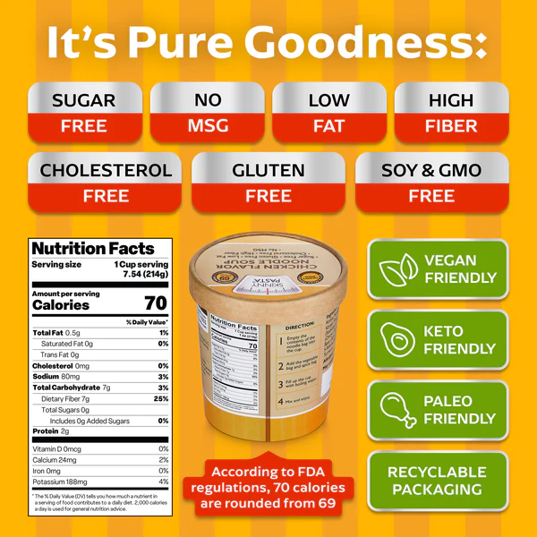 Skinny Pasta Weight Watchers - Soupe de nouilles à saveur de poulet - Tasse de 8,25 oz