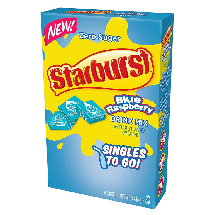 Starburst Zero Sugar Singles-to-Go - Blue Raspberry - 6 sticks