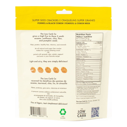 The Low Carb Co - Super Seed Keto Cracker - Fennel & Black Cumin - 101g