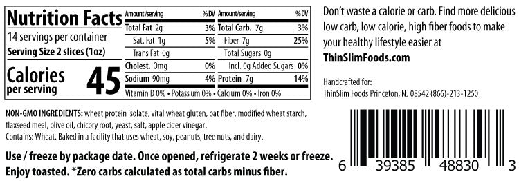 ThinSlim Foods - Zero Net Carb - Bread - Plain Thin Sliced