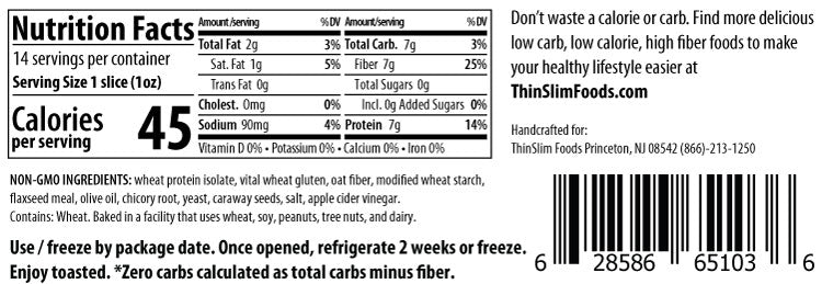 ThinSlim Foods - Zero Net Carb - Bread - Rye
