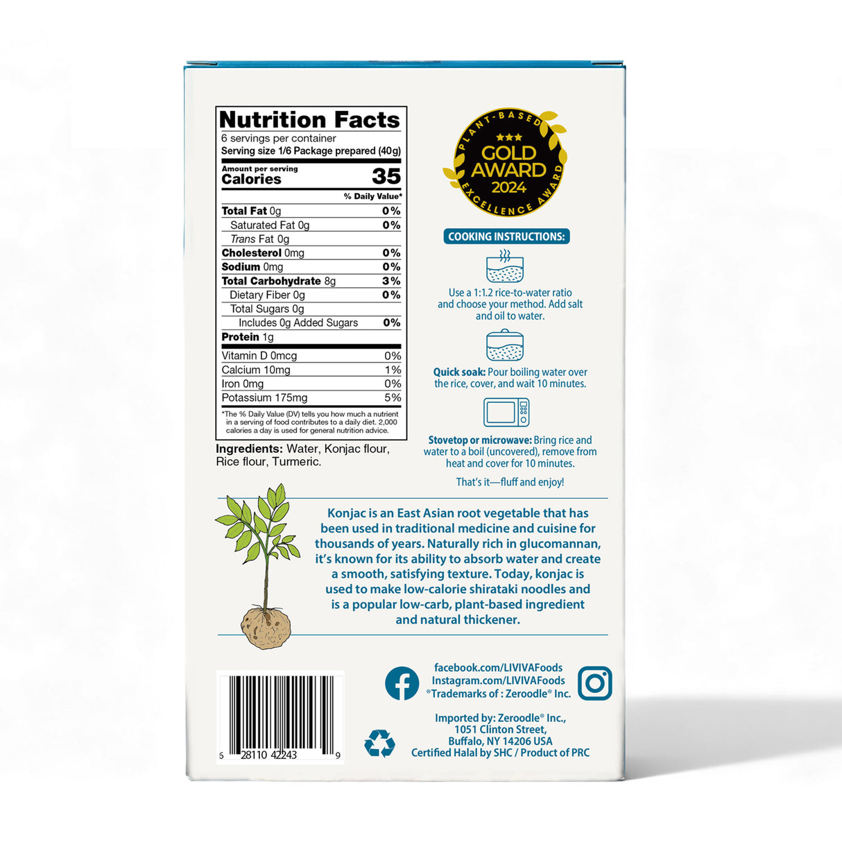 Liviva - Low Carb Dried Shirataki - Instant Turmeric Rice - 120g