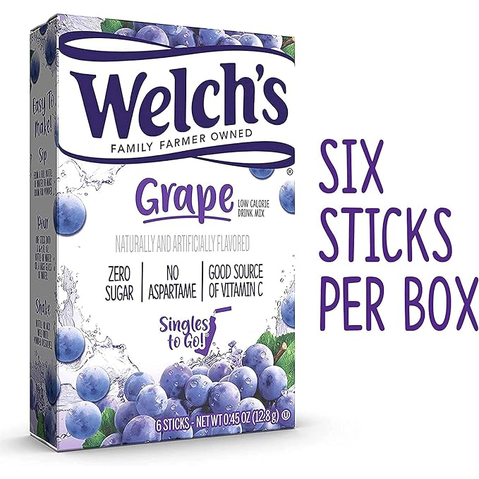 Welch's Zero Sugar Singles-to-Go - Grape - 6 sticks