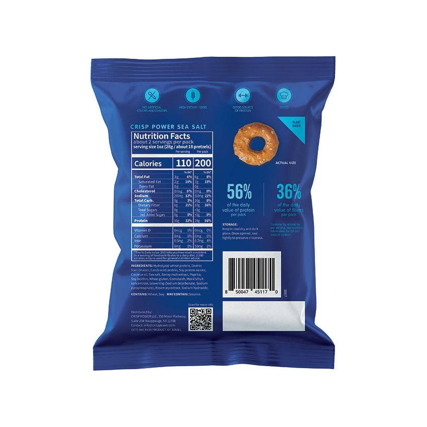 Crisp Power High Protein Pretzel Crisps - Sea Salt - 50g