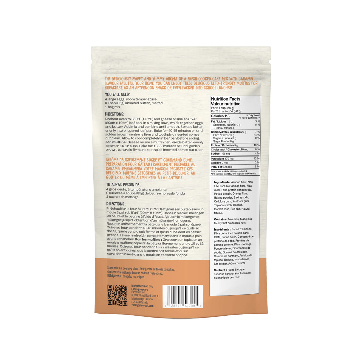 Farm Girl - Mélange à pain et gâteau au caramel et aux bananes - 350g