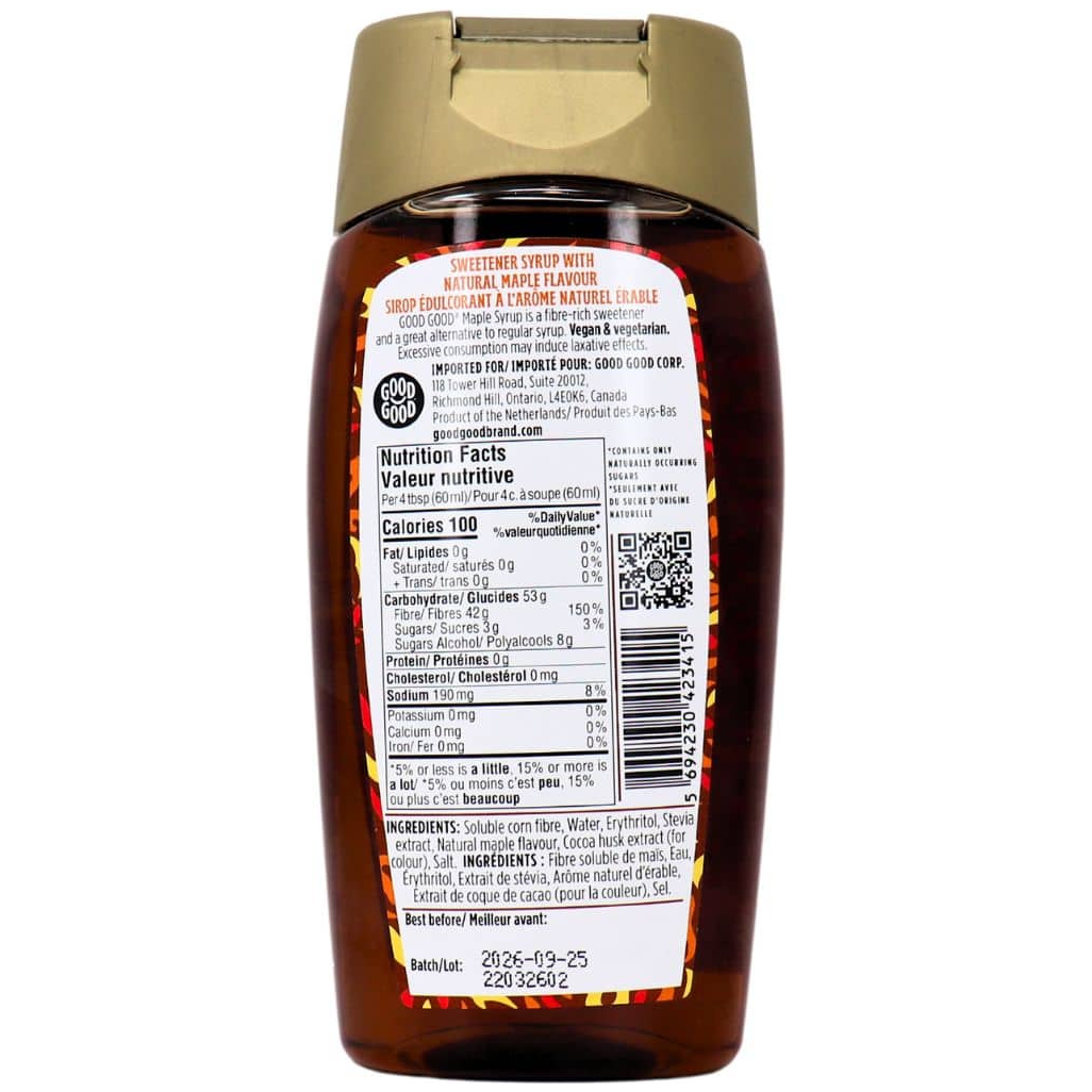 Good Good - Keto Friendly - Sirop aromatisé à l'érable - 250 ml