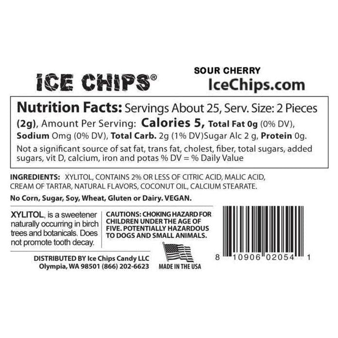 Chips de glace - Bonbons sans sucre au xylitol - Cerise aigre - 1,76 oz