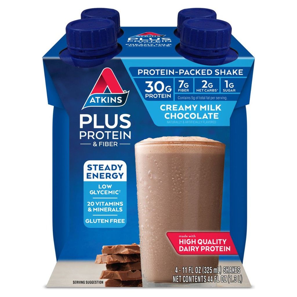 Atkins PLUS Protein Shake - Creamy Milk Chocolate - 4 Pk