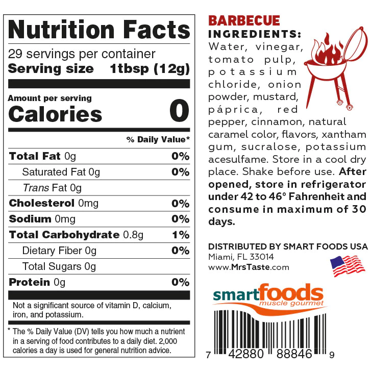 Mrs Taste - Sauce Zéro Calories - Barbecue - 10oz