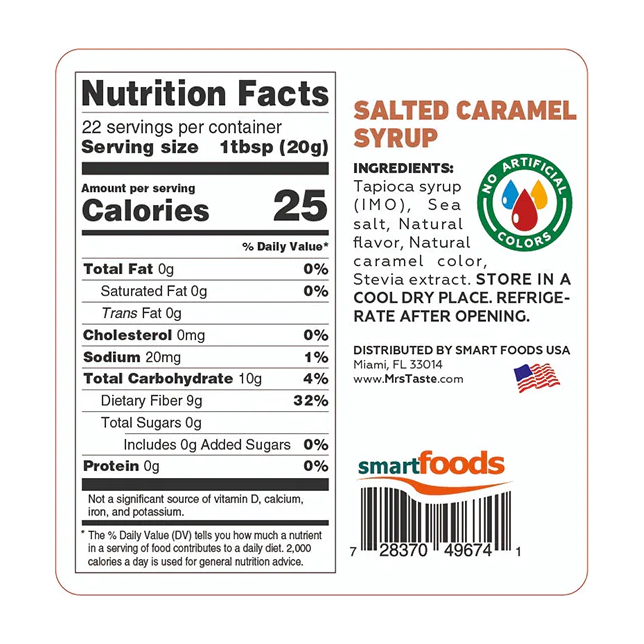 Mrs Taste - Zero Sugar Syrup - Salted Caramel - 10oz