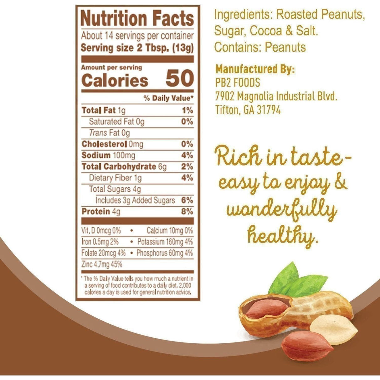 PB2 - Beurre d'arachide en poudre - Avec cacao - 16 oz