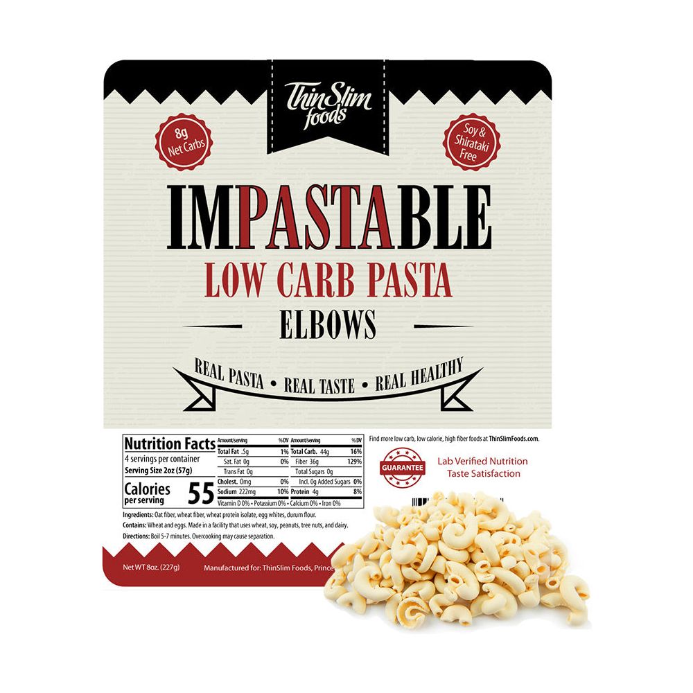 ThinSlim Foods - Impastable Low Carb Pasta - Elbow Macaroni - 8oz