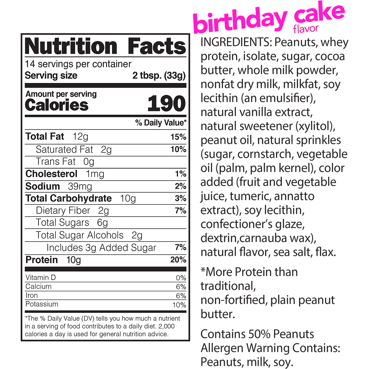 Nuts N More - Tartinade riche en protéines - Gâteau d'anniversaire - 16 oz