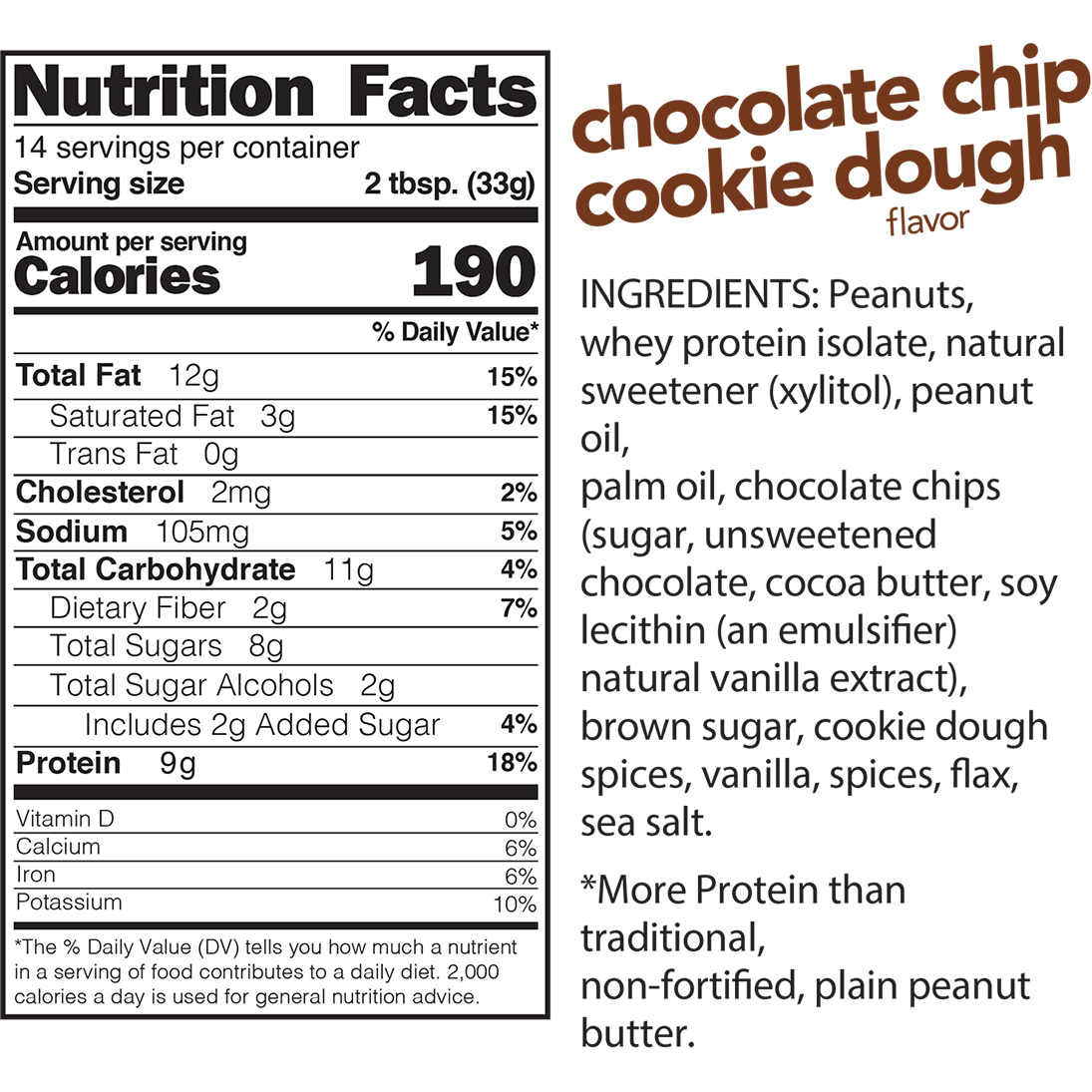 Nuts N More - High Protein Spread - Chocolate Chip Cookie Dough - 16 oz